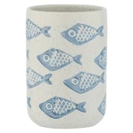 Niebiesko-biały ceramiczny kubek na szczoteczki Wenko Aquamarin