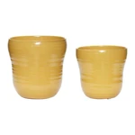 Zestaw 2 żółtych ceramicznych doniczek Hübsch Tina