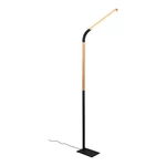 Czarna lampa stojąca LED z drewnianym kloszem (wys. 169,5 cm) Norris – Trio