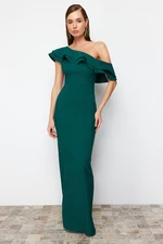 Trendyol Emerald Green Flounce Woven Evening Dress