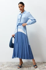 Trendyol Blue Color Block Woven Shirt Dress