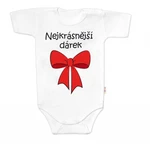 Body krátký rukáv s vtipným textem Baby Nellys, Nejkrásnější dárek, bílé, vel. 86 (12-18m)