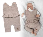 Pletené láclové kalhoty Girl s volánkem, Baby Nellys, béžové, vel. 74 (6-9m)
