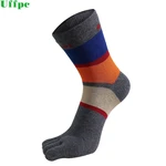 5 pairs/lot good quality five fingers socks man cotton stripe colorful toe socks meias masculino sock with toes male short socks