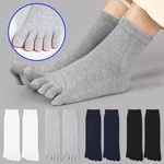 Men Solid Color Toe Socks Breathable Cotton Five Fingers Socks Sports Running Sweat Absorbent Antibacterial Ankle Crew Socks
