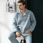 Fall & Winter Thicken Men's Pajama Sets Simple Warm Sleepwear Cotton Top Pant Leisure Outwear Soft Plus Size Loungewear 2024