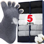 5pairs Cotton Five-finger Socks Comfortable Business Men's Toe Socks Sports Running Crew Breathable Sweat Deodorant Sock Male