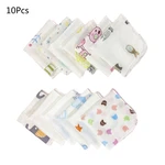 10Pcs Baby Washcloth Set Cartoon Double Layer Gauze Infant Face Towel Burp Cloth