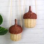 Vintage Pinecone Crossbody Handbag Photo Props Woven Mini Pinecone Rattan Bag Toddlers Handbag Home Decor