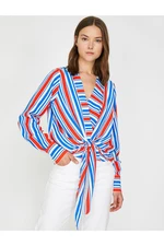 Koton Women's Blue Striped Blouse