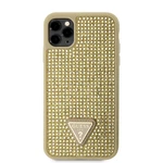 Zadní kryt Guess Rhinestones Triangle Metal Logo pro Apple iPhone 11 Pro, zlatá