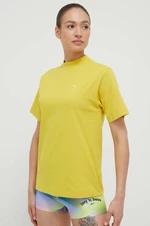 Bavlnené tričko Puma žltá farba