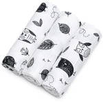 T-TOMI TETRA Cloth Diapers HIGH QUALITY látkové plienky Owls 70x70 cm 3 ks