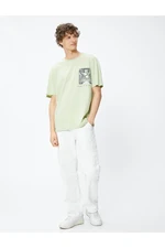 Koton Oversize T-Shirt with Asian Print Crew Neck Short Sleeved Cotton