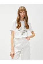 Koton Printed T-Shirt Short Sleeved Crew Neck