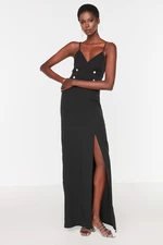 Trendyol Long Evening Dress With Black Collar Detailed