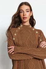 Trendyol Brown Wide Fit kiegészítő részlet kötöttáru pulóver