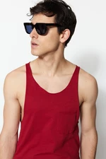 Trendyol Claret Red Pánsky Regular / Normal Fit 100% bavlnené vreckové tričko bez rukávov/športovec