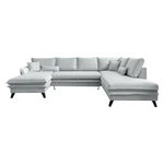 Jasnoszara rozkładana sofa w kształcie litery "U" Miuform Charming Charlie, prawostronna