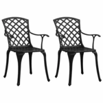 Garden Chairs 2 pcs Cast Aluminum Black