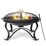 Kingso 30 inch Fire Pits SteelWood BurningFirepit with Ash Plate Spark Screen Log Grate Poker