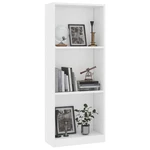 3-Tier Book Cabinet White 15.7"x9.4"x42.5" Chipboard