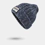 Unisex Mixed Color Knitted Jacquard Letter Cloth Patch All-match Warmth Beanie Hat