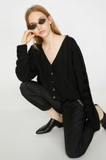 Koton Women's Black Button Detailed Cardigan