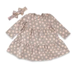 Baby Nellys 2-dílná sada dívčí bavlněné šaty s čelenkou - Puntík, vel. 86, vel. 86 (12-18m)