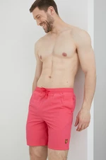 Plavkové šortky Lyle & Scott pánske, ružová farba, jednofarebné