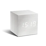 Biely budík s bielym LED displejom Gingko Cube Click Clock