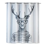 Biely sprchový záves s protiplesňovou povrchovou úpravou Wenko Mr. Deer, 180 × 200 cm