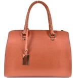 Luxusní dámská kožená kabelka Shopper - hnědá
