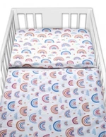 Bavlněné povlečení do postýlky, Duha, pastelová/bílá, Baby Nellys, vel. 120x90