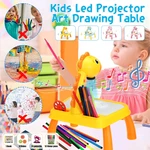 Children LED Projector Art Drawing Table Toys Kids Writing Painting Board Desk Musical Projection Educational Toys for K