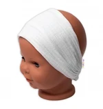 Baby Nellys Lehká mušelínová čelenka Bandana, bílá, vel. 92-98 (18-36m)