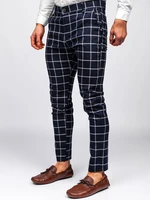 Pantaloni bleumarin chinos în carouri Bolf 0002