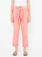 Pink linen shortened trousers CAMAIEU - Women