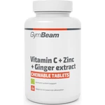 GymBeam Vitamin C + Zinc + Ginger Extract žuvacie tablety na podporu imunitného systému, pre krásne vlasy, nechty, pleť a normálny stav zubov 90 tbl