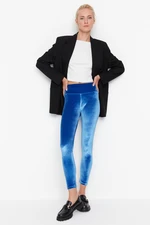 Trendyol Blue Rise Waist Velvet Knitted Leggings