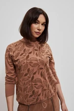 Long sleeved blouse with floral pattern - beige