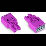 Síťový konektor WAGO zásuvka, rovná, počet kontaktů: 2, 25 A, 250 V, růžová, 100 ks
