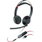 Telefonní headset s USB, jack 3,5 mm na kabel Plantronics Blackwire C5220 na uši černá, červená