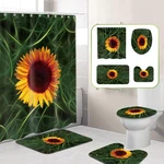Bakeey Shower Curtain Sunflower Bathroom Shower Curtain Pedestal Rug Toilet Lid Mat Floor Mat