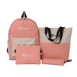 4 Pcs/Set Nylon Backpack Crossbody Bag Pencil Case Shoulder Bag Waterproof Student School Stationery Supplies