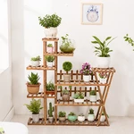 Multi Tier Wooden Flower Plant Display Stand Wood Shelf Storage Rack Indoor Home