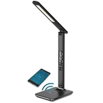 Stolná lampa IMMAX Kingfisher s bezdrátovým nabíjením Qi a USB, 8,5 W (08965L) čierna stolná lampička • LED • bezdrôtové nabíjanie (Qi) a nabíjanie po