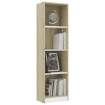 4-Tier Book Cabinet White and Sonoma Oak 15.7"x9.4"x55.9" Chipboard