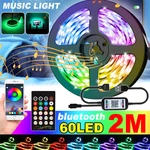 2M 60 LED bluetooth String Light 5V USB Tape Dimmable Strip Lamps RGB IR Remote Christmas Decorations Clearance Christma