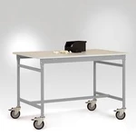 Manuflex LB4013.9006 Odkládací stolek ESD ZÁKLADNÍ mobilně se kaučuk stolní deska v hliníkově stříbrná podobný RAL 9006, Šxhxv: 1000 x 600 x 850 mm